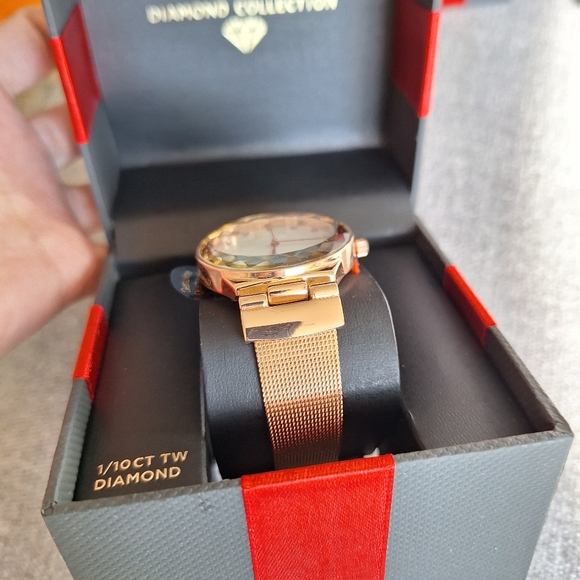 Diamond Collection Women\'s Analog Quartz Watch Rose Gold NEW IN BOX